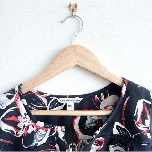 Catherine Malandrino Sleeveless Black Floral Tank Top Blouse Women's M - Picture 4 of 7